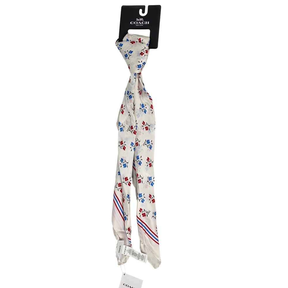 Coach Americana Floral Print Silk Square Scarf Chalk NWT CO100687C